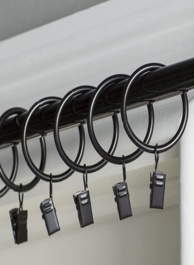Lchkrep 1.5 inch Curtain Rings, 20 Pcs Black Curtain Hooks, Rustproof Metal Curtain Rings with Clips, Solid Curtain Clips with Rings, Decorative Vintage Curtain Hooks - Image 4